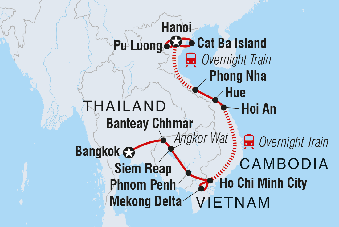 Map of Epic Cambodia To Vietnam including Cambodia, Thailand and Vietnam