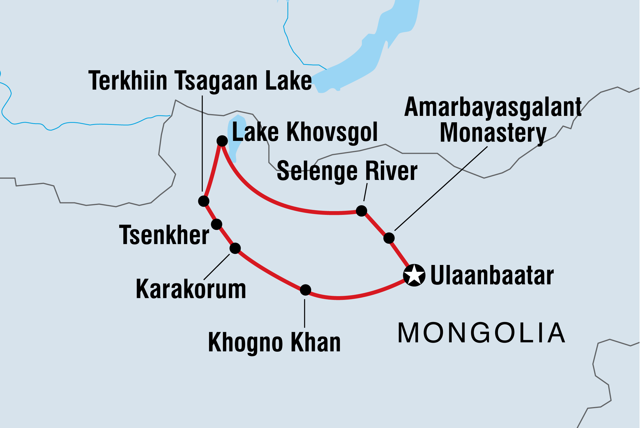 Map of Wild Mongolia including Mongolia