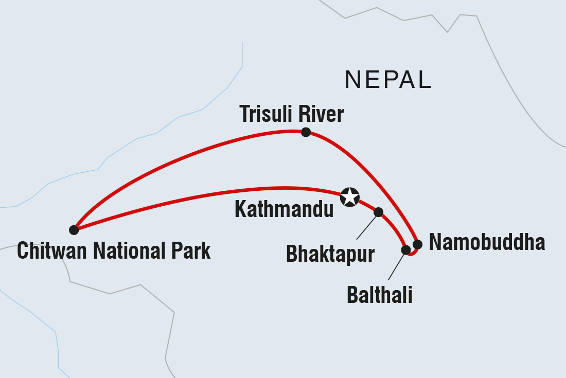 Map of Nepal Adventure including Nepal