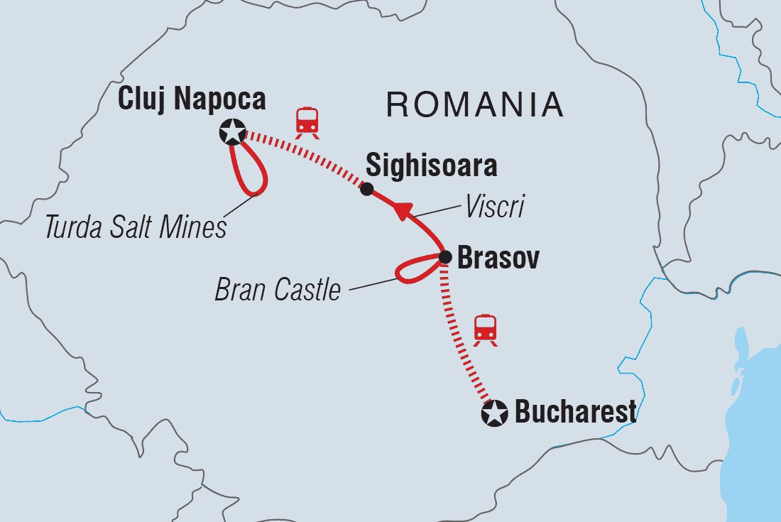 Map of Halloween In Transylvania (Northbound) including Romania
