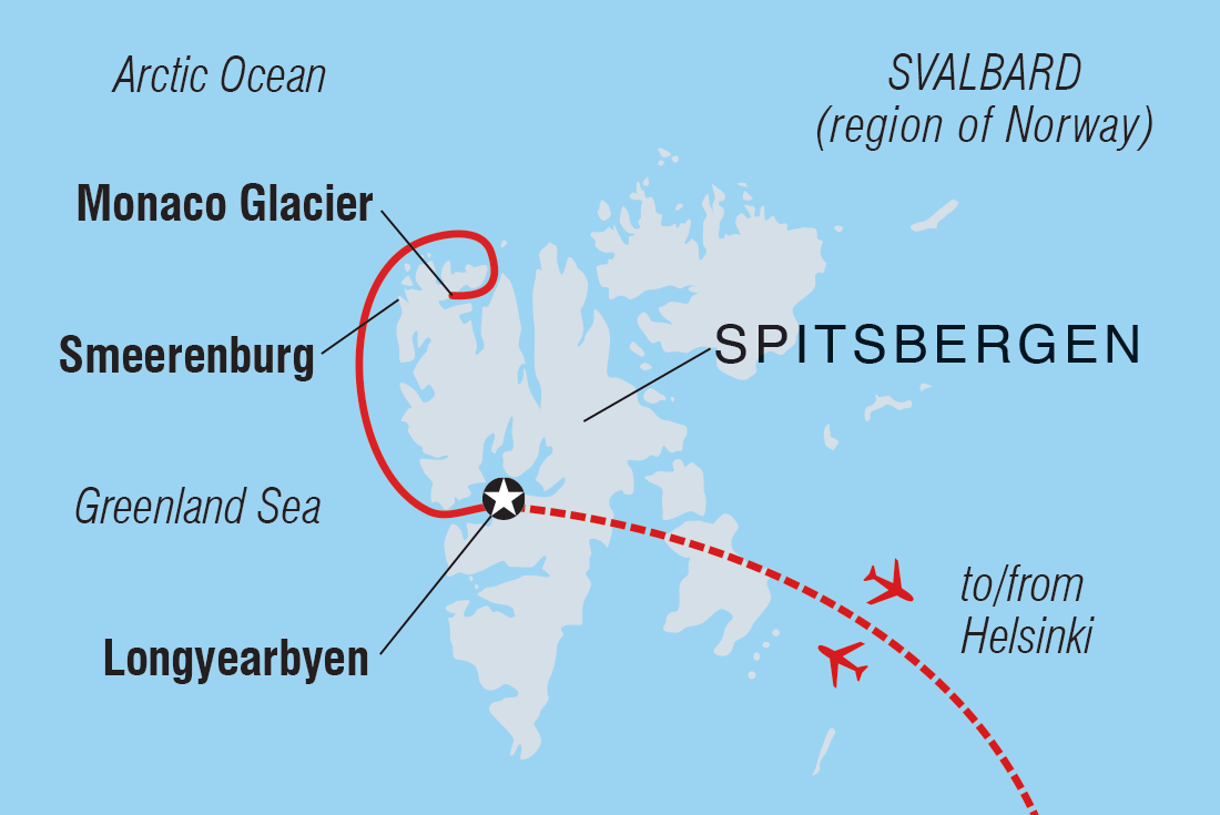 Map of Spitsbergen Highlights: Journey Into The Arctic Wilderness including Finland and Norway