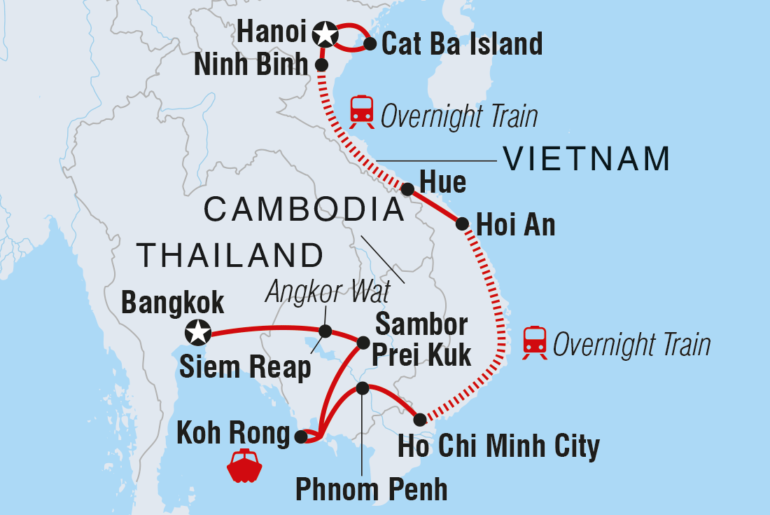 Map of Epic Vietnam To Cambodia including Cambodia, Thailand and Vietnam