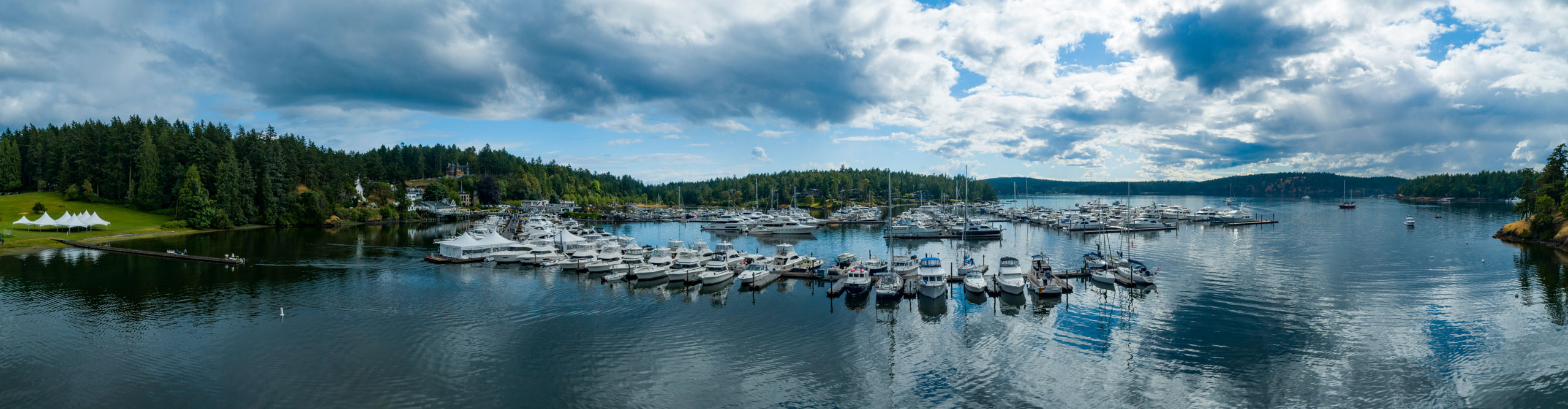 A cloudy view of the harbour in the San Juan Island, pacific northwest, USA