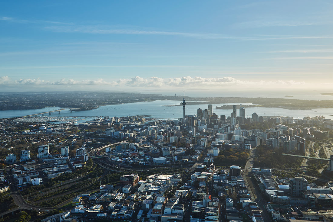 Aerial view of CBD Auckland, North Island, New Zealand