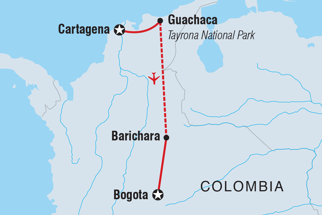 Map of Explore Colombia including Colombia
