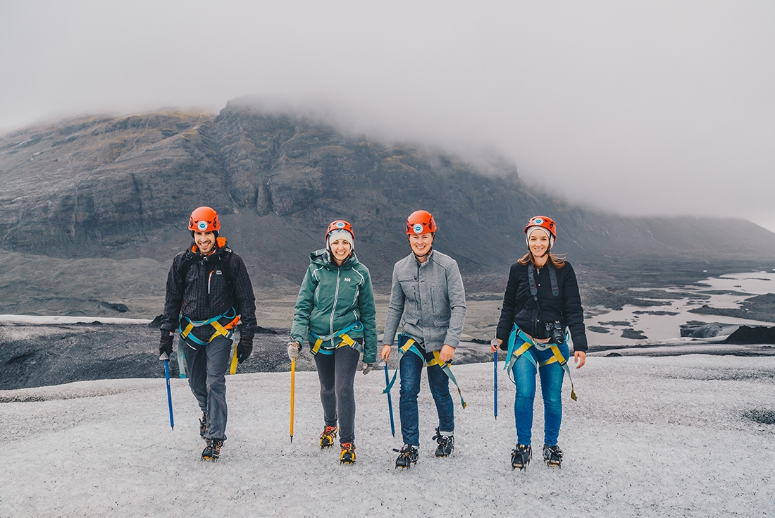 Passengers hiking Jokularson glacier, Iceland