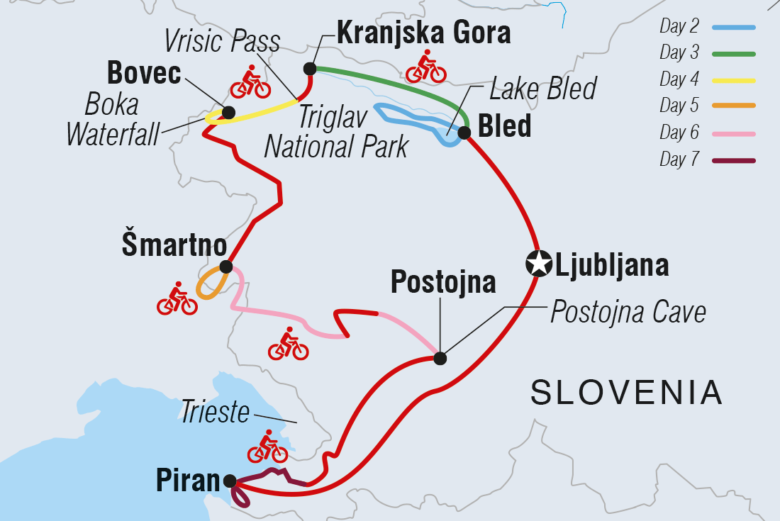 Map of Cycle Slovenia including Slovenia