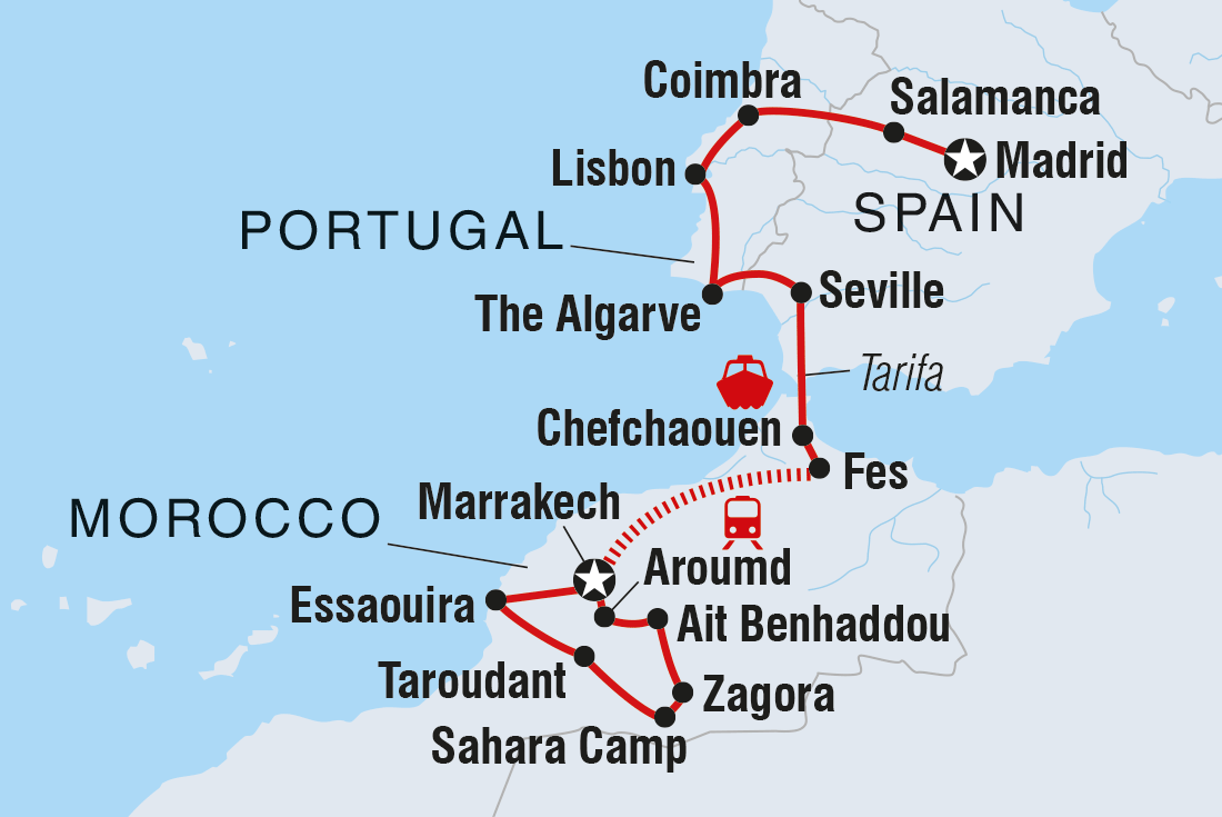 Map of Spain, Portugal & Morocco including Morocco, Portugal and Spain