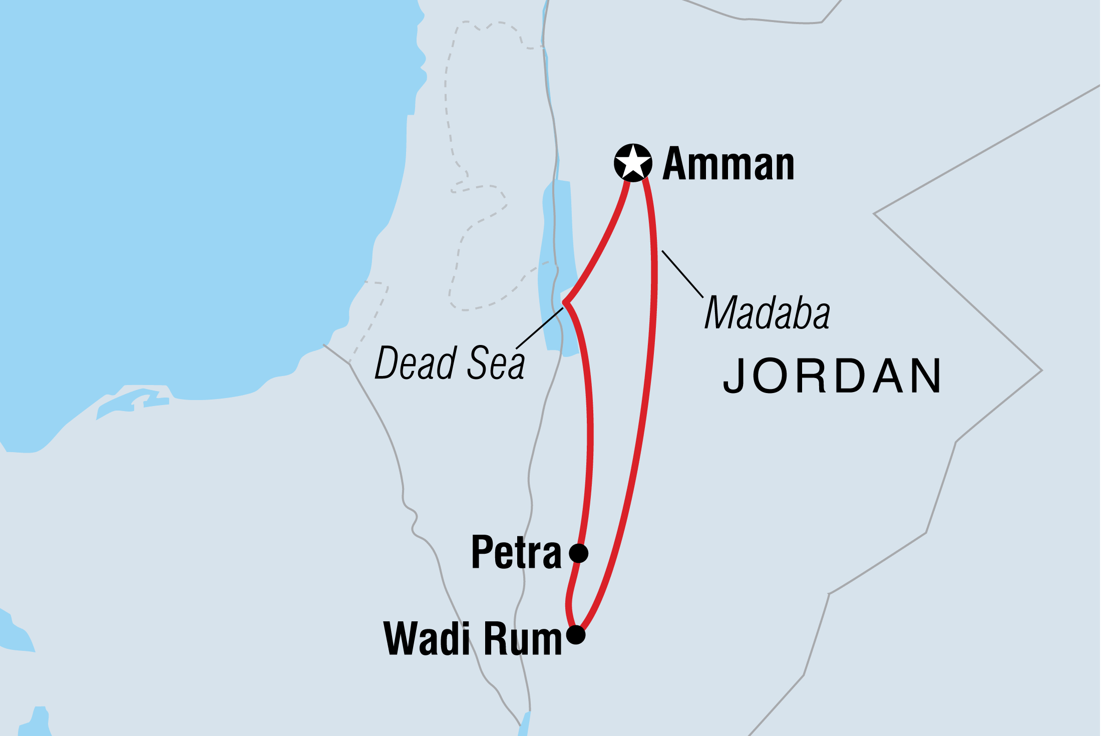 Map of Jordan Real Food Adventure including Jordan