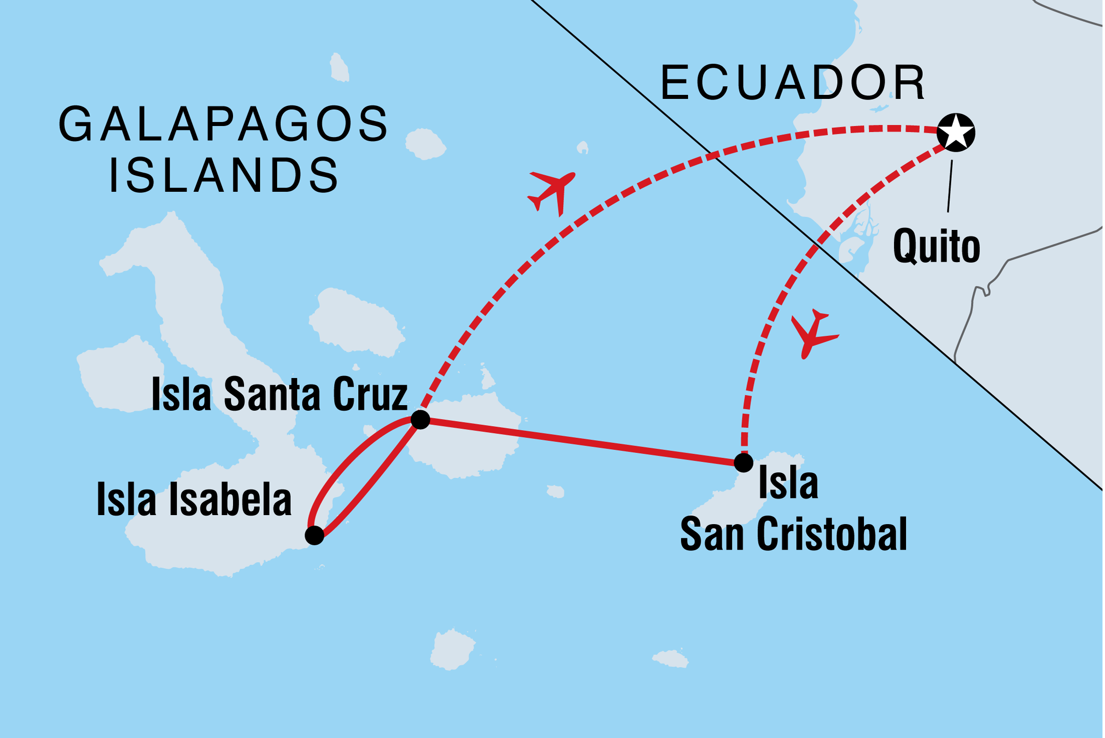 Map of Essential Galapagos including Ecuador