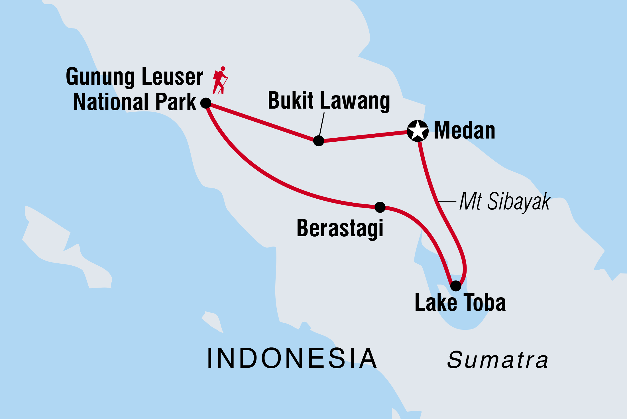 Map of Sumatra Adventure including Indonesia
