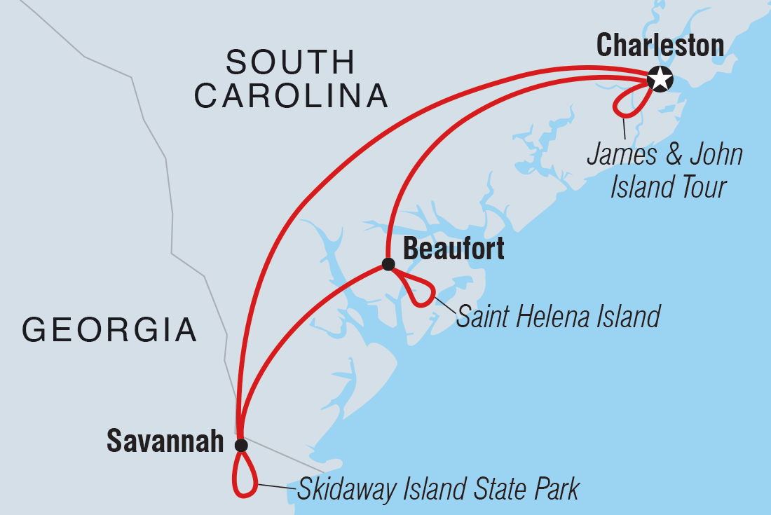 Map of Charleston To Savannah: Exploring Gullah Geechee Culture including United States Of America