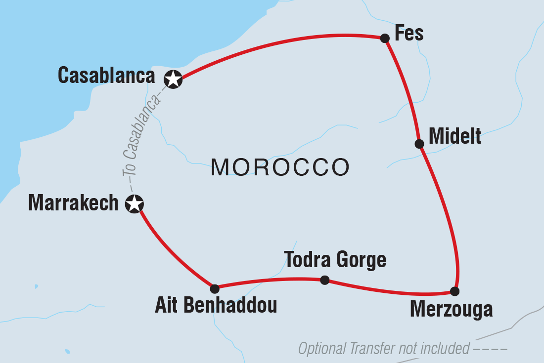 Map of Morocco Family Holiday Comfort including Morocco