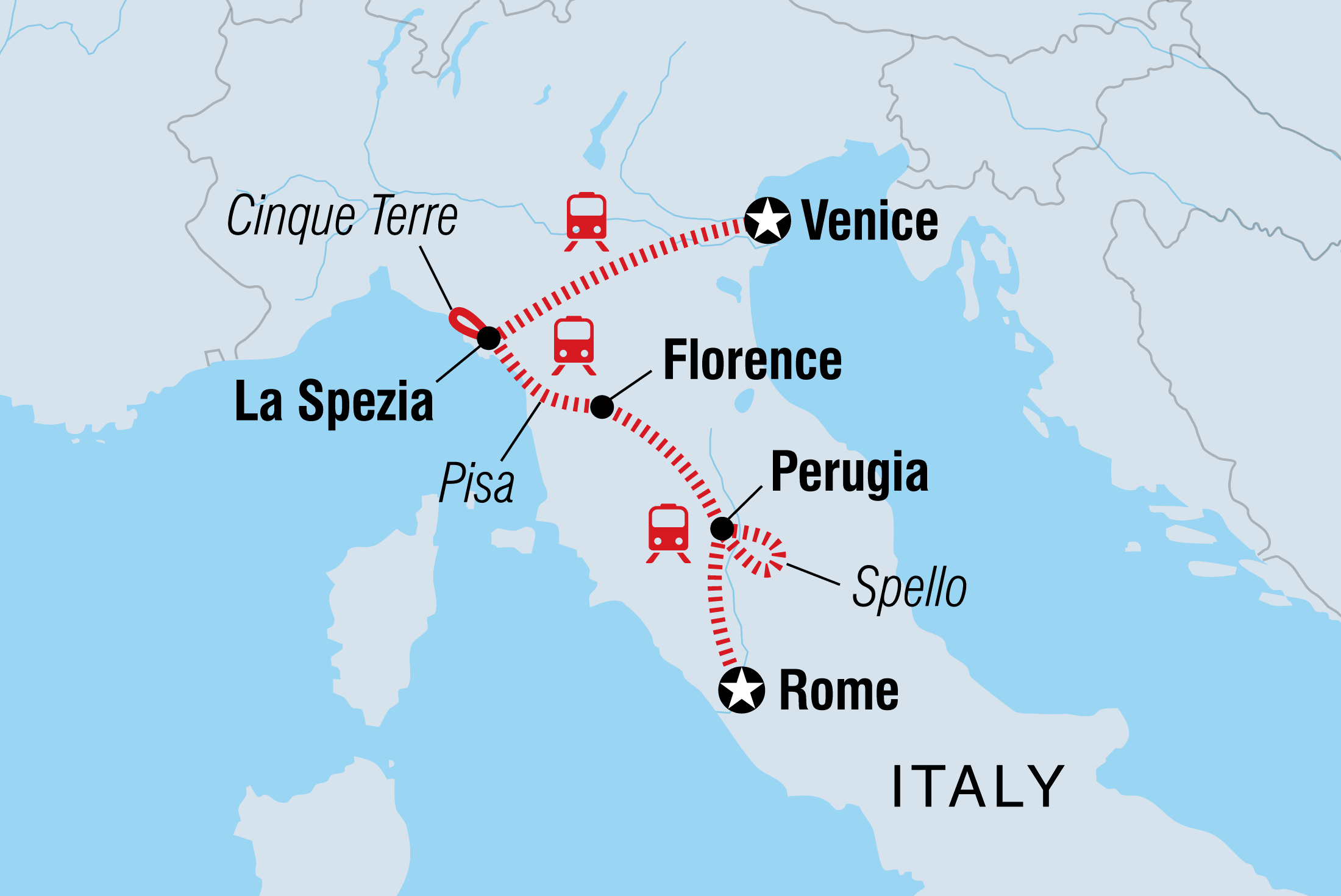Map of Italy Experience including Italy