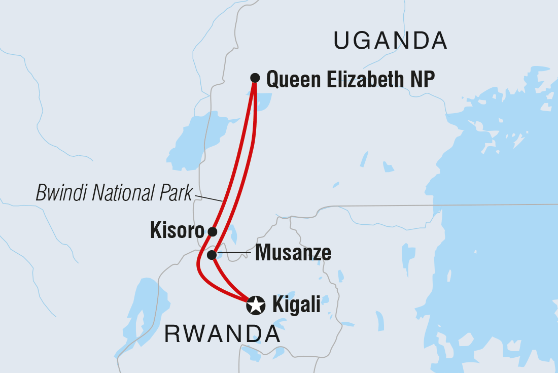 Map of Remarkable Rwanda & Gorillas Of Uganda including Rwanda and Uganda