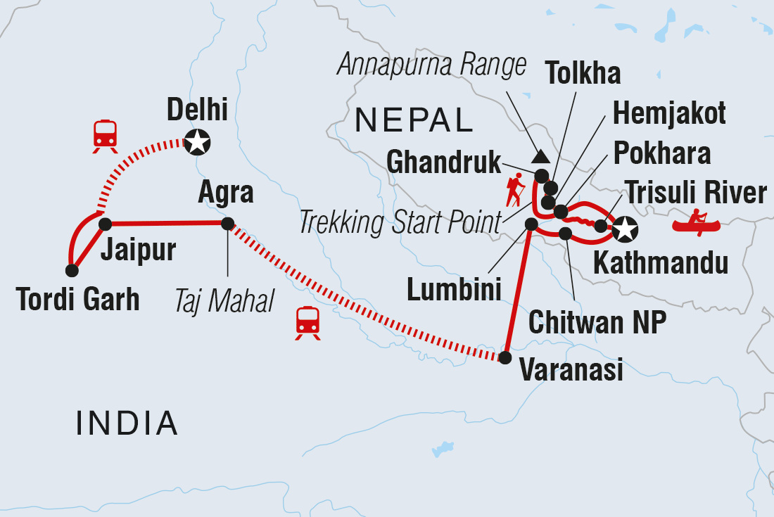 Map of Epic India To Nepal including India and Nepal