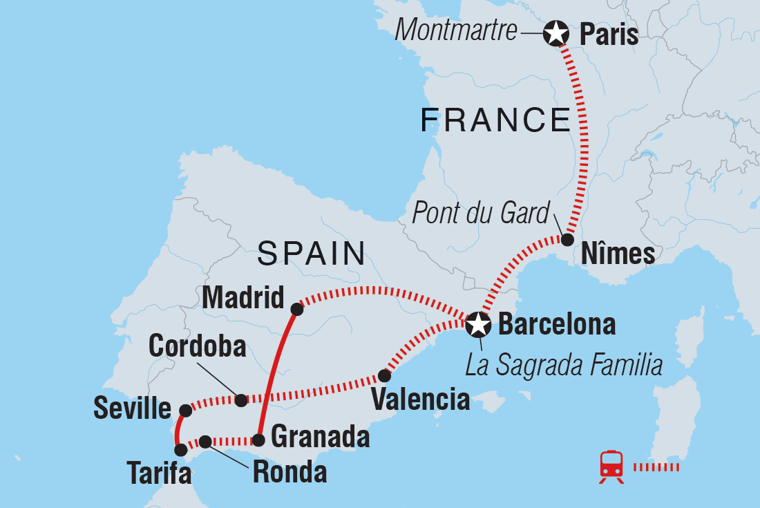 Map of France & Spain including France and Spain