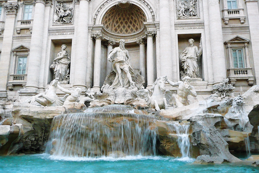 italy rome trevi fountain sculptures mansion waterfall