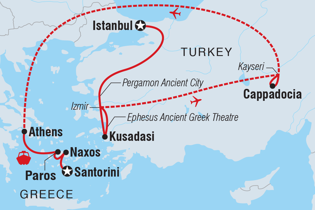 Map of Premium Turkey & The Cyclades Islands including Greece and Turkey