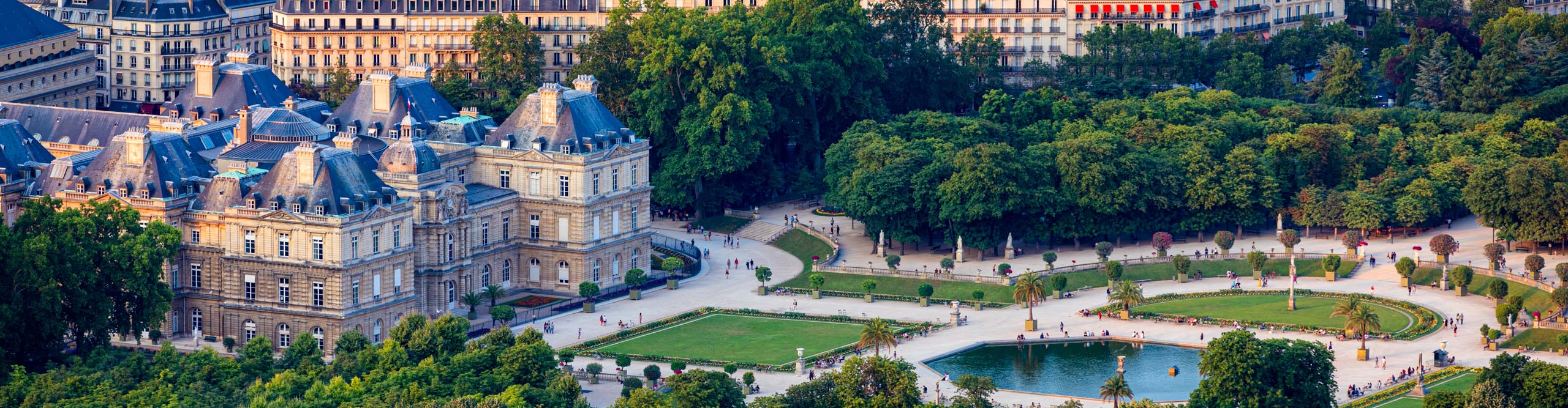 aerial view of Luxembourg Palace on a sunny day 