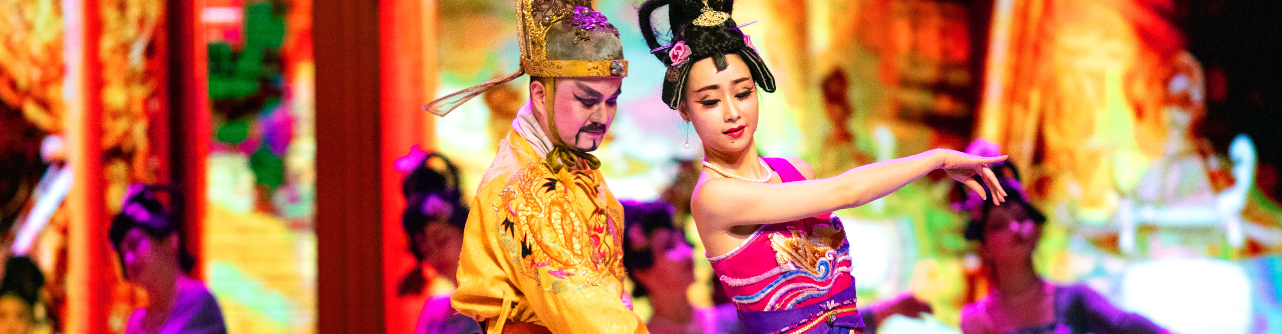 Dancers on stage performing the Tang Dynasty sow in China 