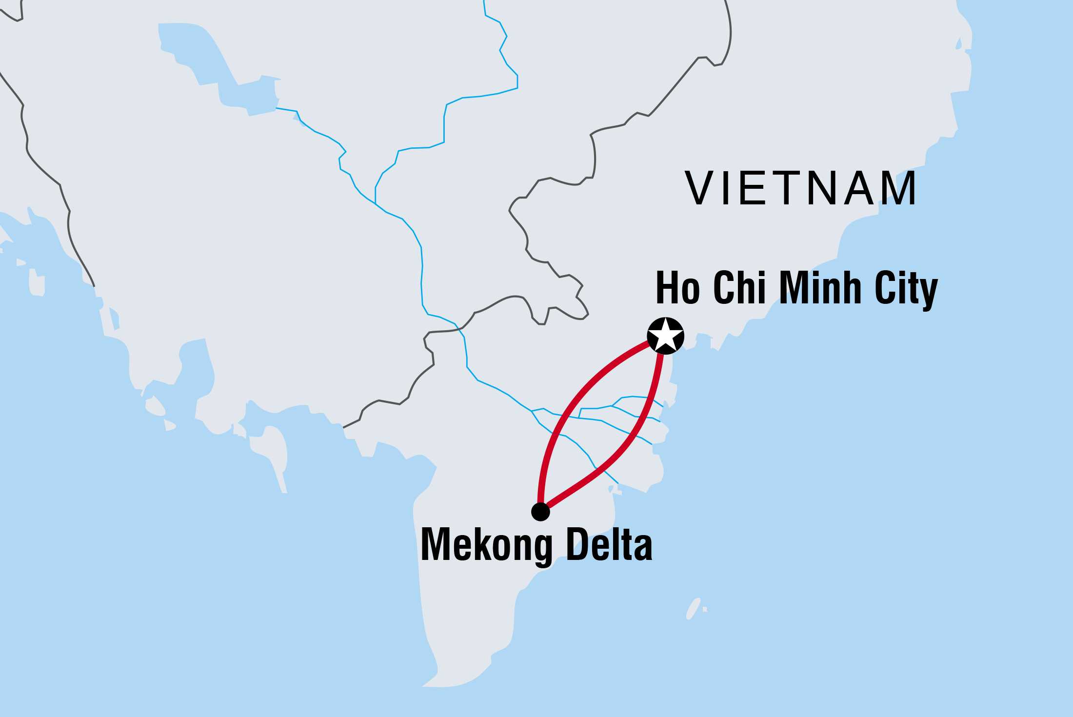 Map of Mekong Delta Farmstay including Vietnam