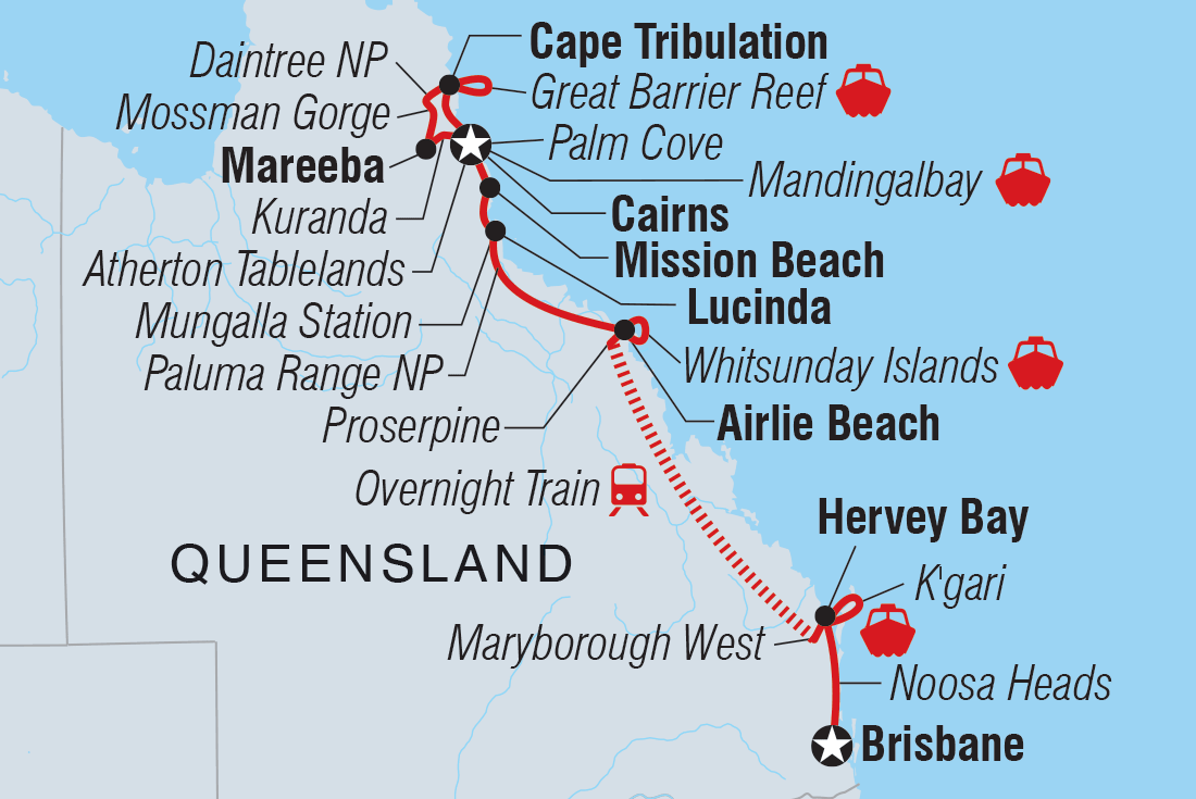 Map of North Queensland Adventure including Australia