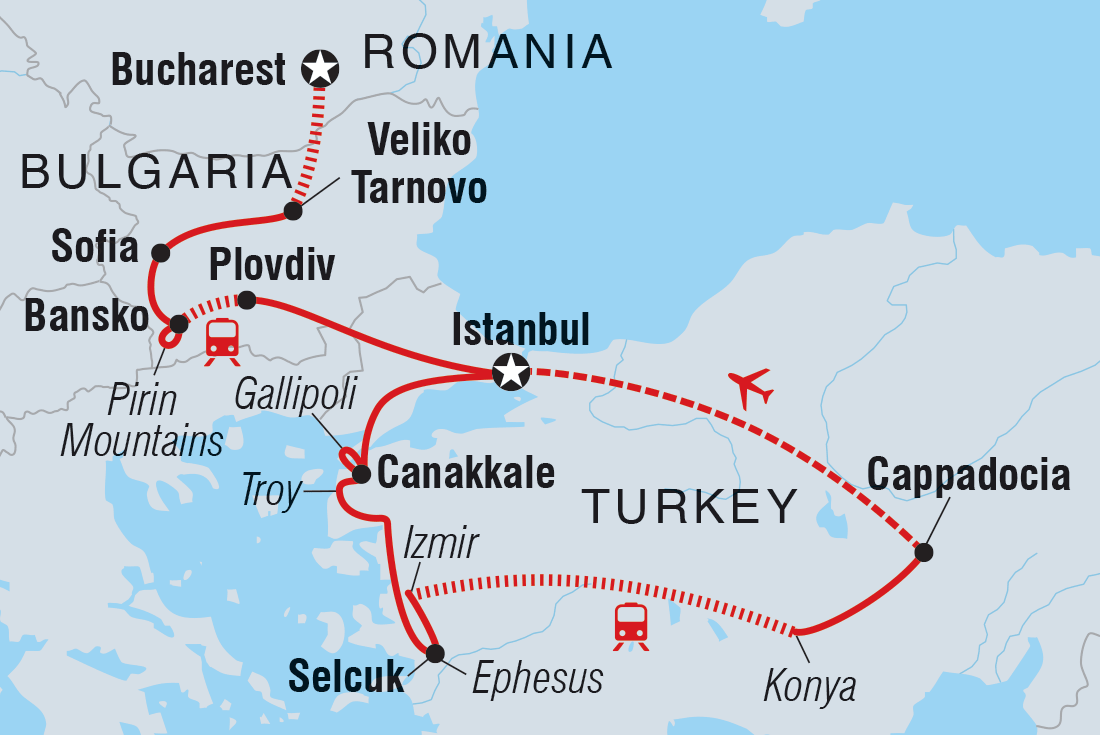 Map of Romania, Bulgaria & Turkey Discovery including Bulgaria, Romania and Turkey