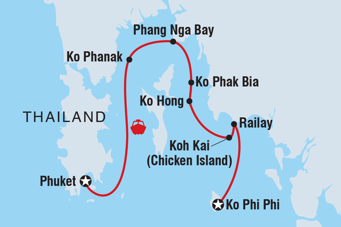 Map of Sail Phuket To Ko Phi Phi including Thailand