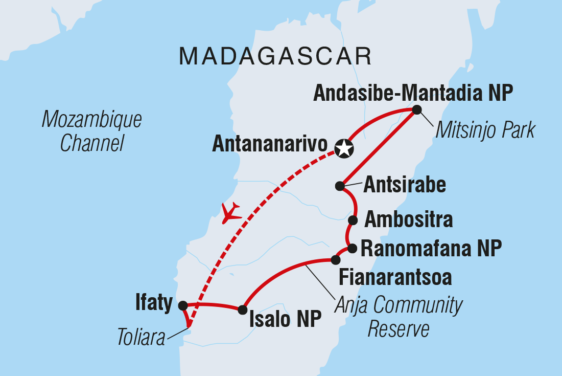 Map of Madagascar Adventure including Madagascar