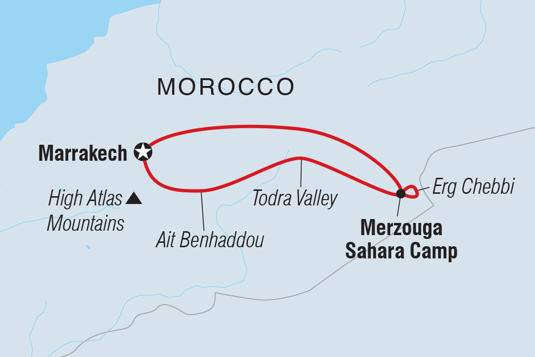 Map of Sahara Mini Adventure including Morocco