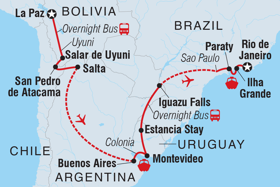 Map of Real Bolivia To Brazil including Argentina, Bolivia, Brazil, Chile and Uruguay