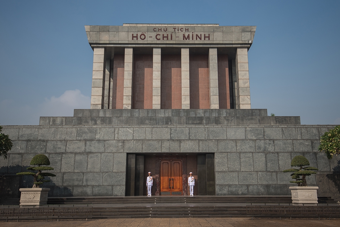 See the Ho Chi Minh mausoleum in Hanoi