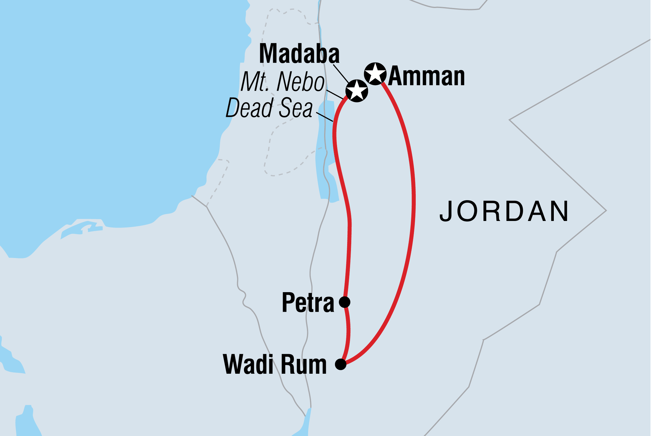 Map of One Week In Jordan including Jordan