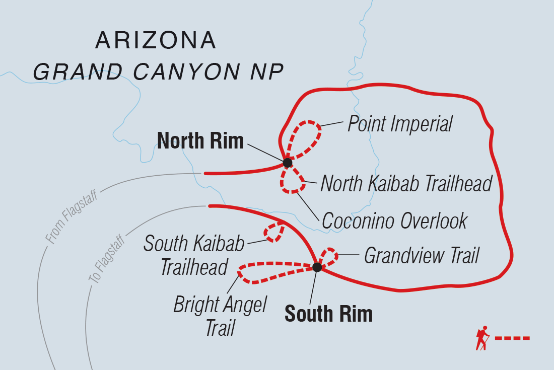 Map of Hiking In The Grand Canyon: North & South Rims including United States Of America