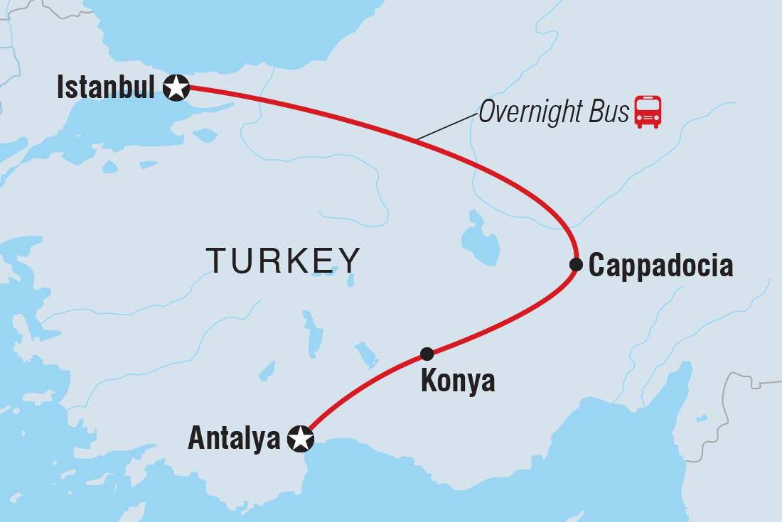 Map of Six Days In Turkey including Turkey