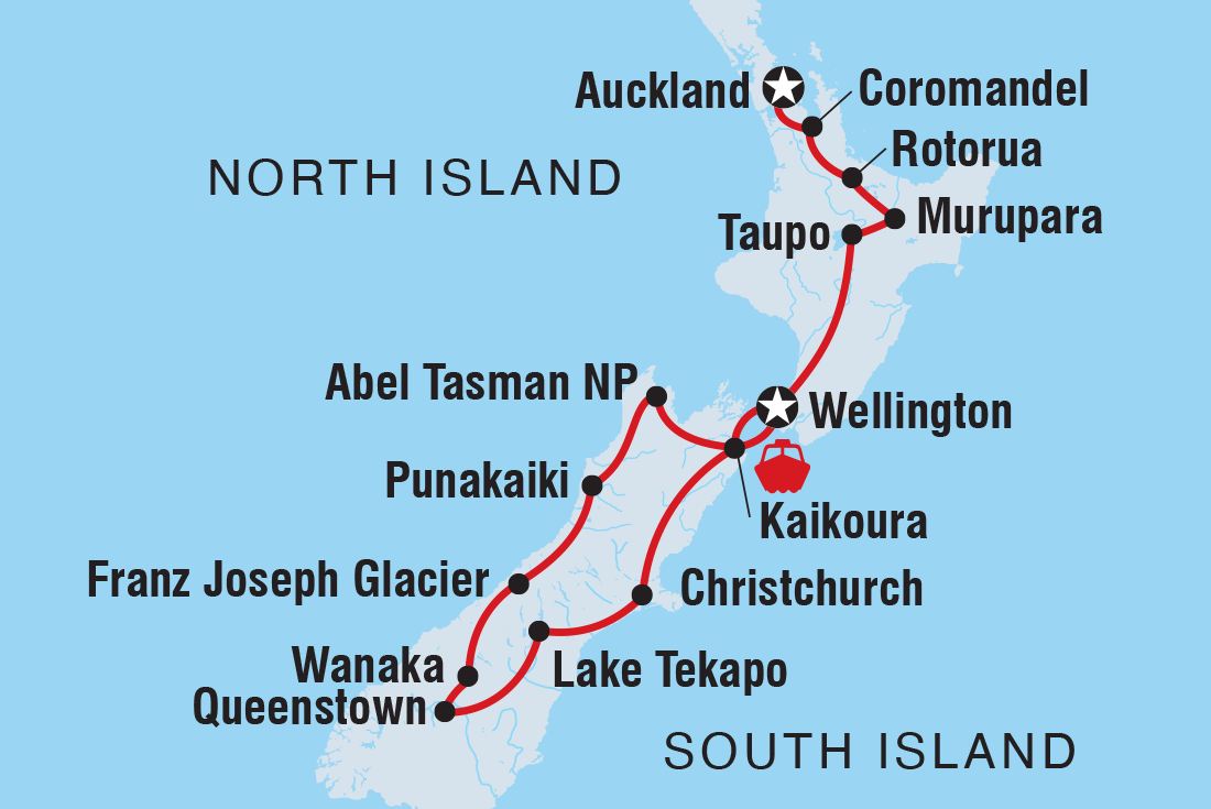 Map of Legendary New Zealand including New Zealand