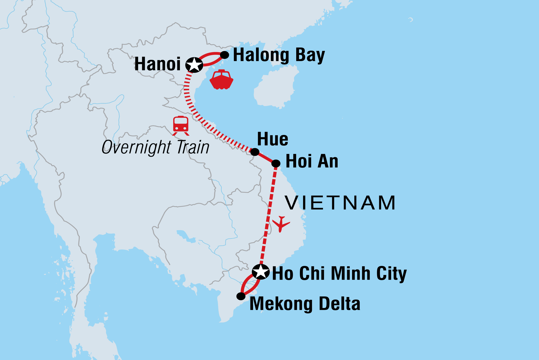 Map of Vietnam Family Holiday Comfort including Vietnam