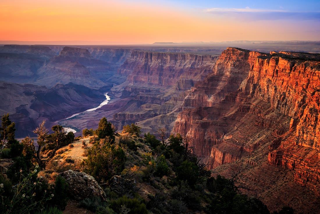 Stunning sunset over the Grand Canyon, Arizona, USA
