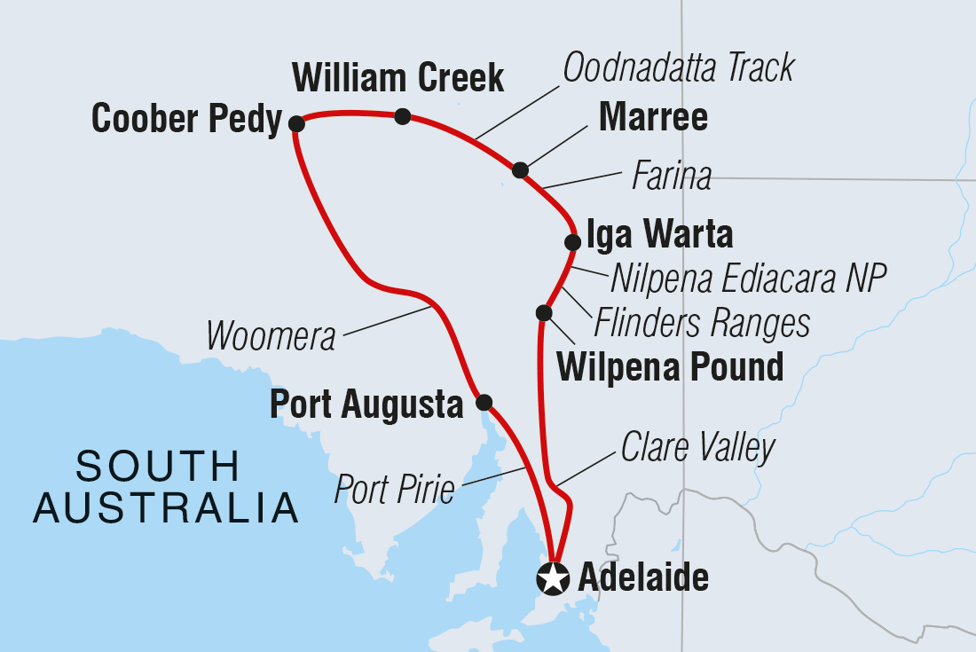 Map of South Australia Outback Adventure including Australia