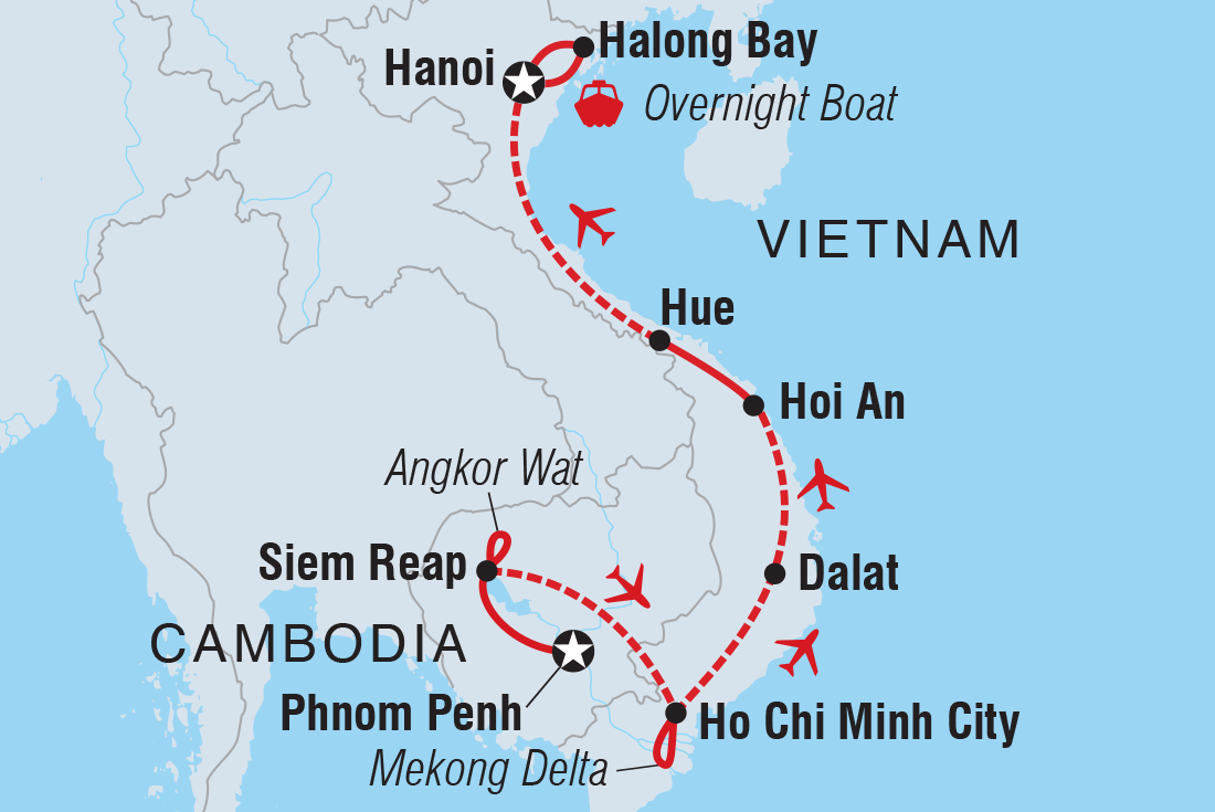 Map of Premium Cambodia & Vietnam In Depth including Cambodia and Vietnam