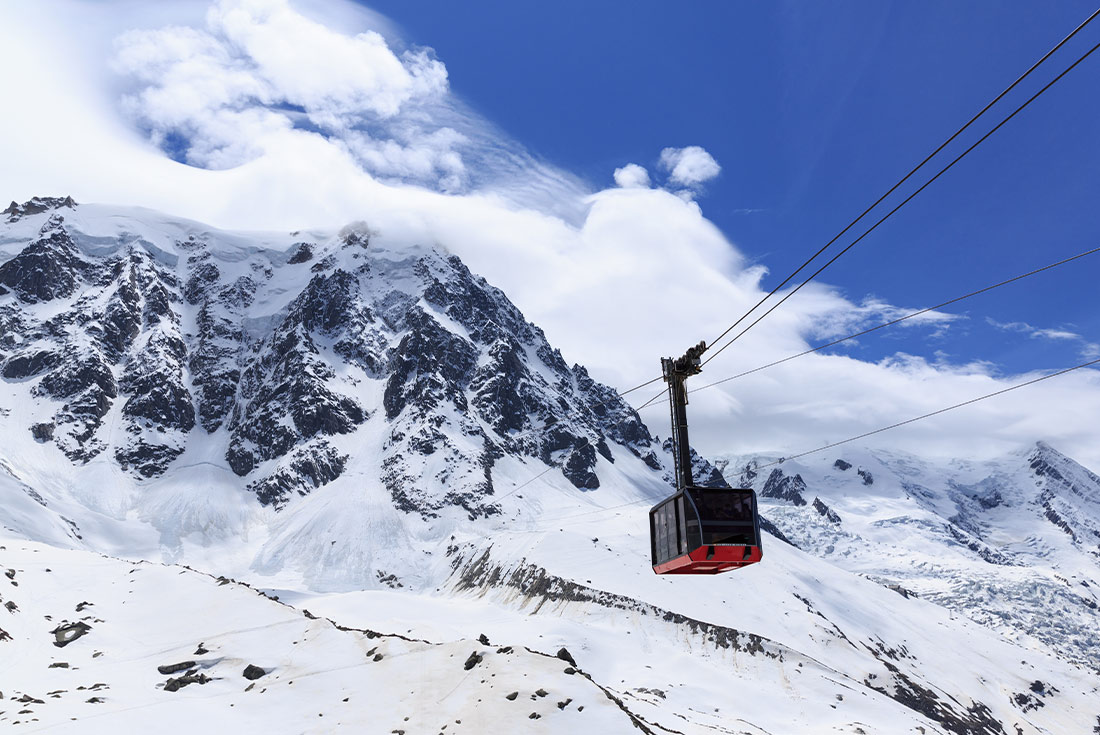 Cable car ride into the summit of Mont Blanc