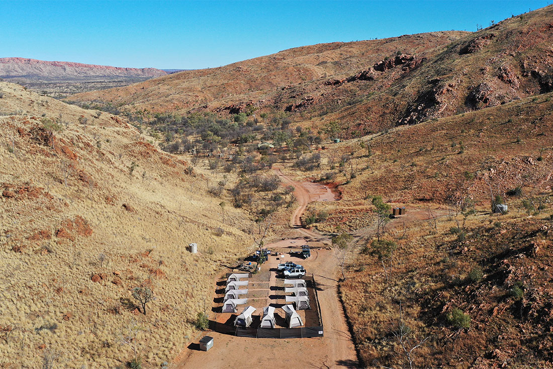 Aerial view of the Standley Chasm camp 