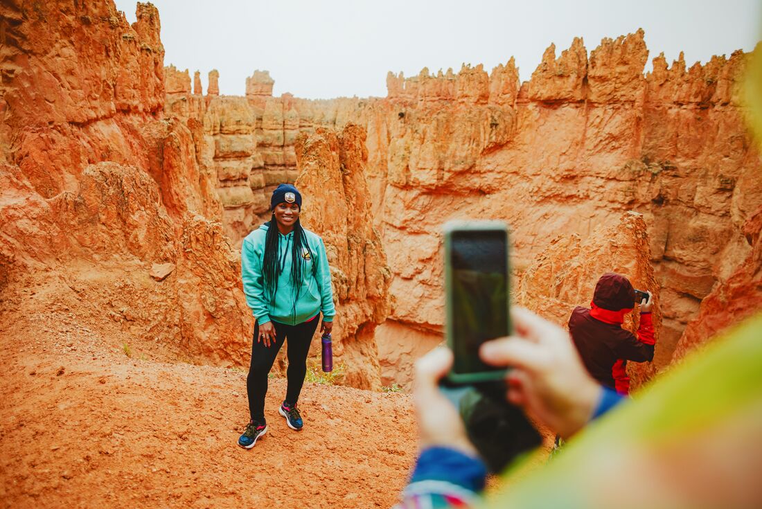 A photo of a woman on a group hike at Bryce Canyon National Park, Utah, USA