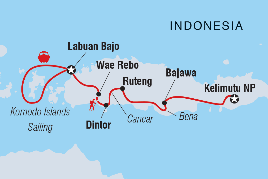Map of Komodo & Flores Adventure including Indonesia