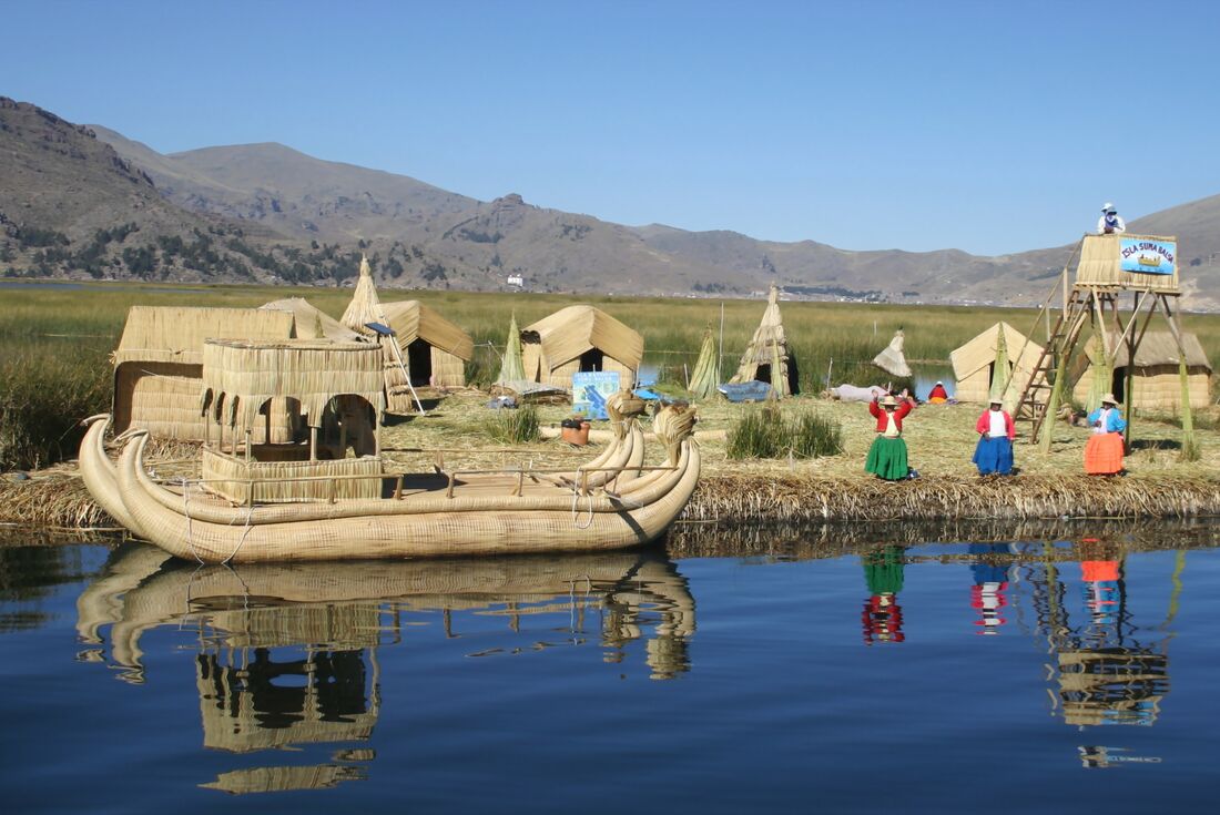 Boat is moored on Lake Titicaca 