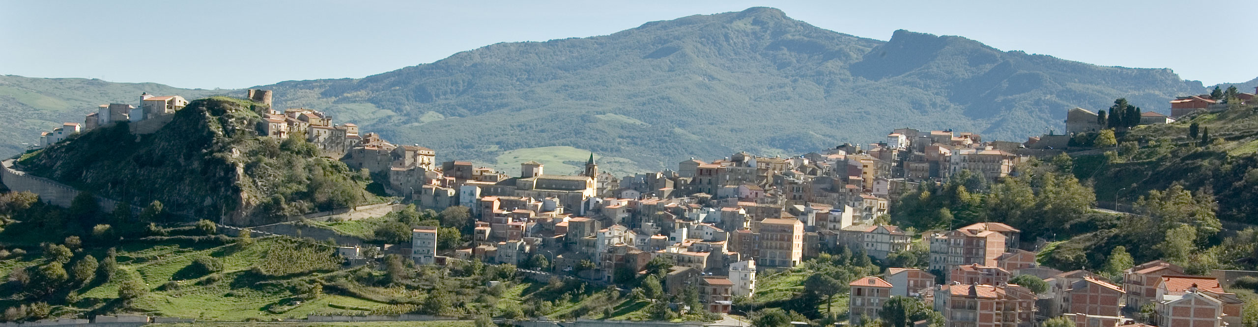 Aerial view of town in Sicily in the late afternoon, Italy 