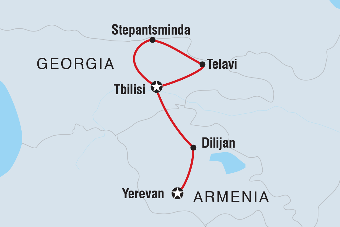 Map of Georgia & Armenia Adventure including Armenia and Georgia