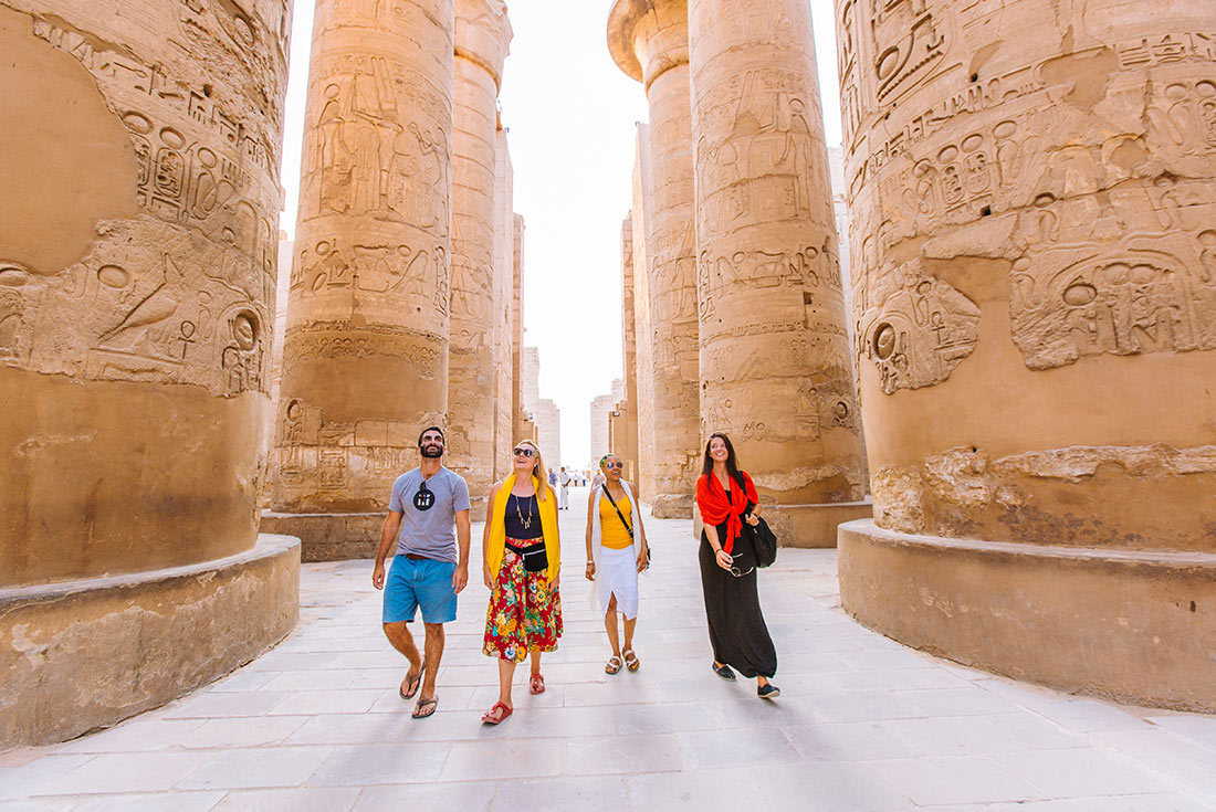 Travellers exploring Luxor, Egypt