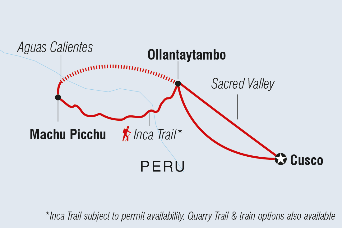 Map of Inca Trail Express including Peru